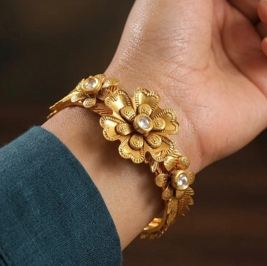 Gold Plated Kundan Kada