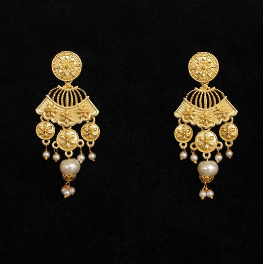 Matte Finish Stone Ethnic Dangler Earrings