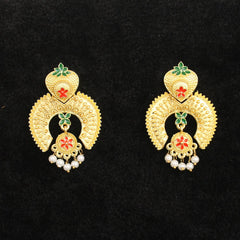 Matte Finish Meenakari Ethnic Designer Chandbali Earrings