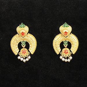Matte Finish Meenakari Ethnic Designer Chandbali Earrings