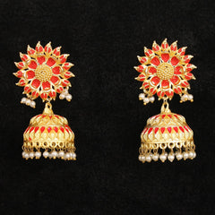 Matte Finish Meenakari Ethnic Designer Jhumka Earrings