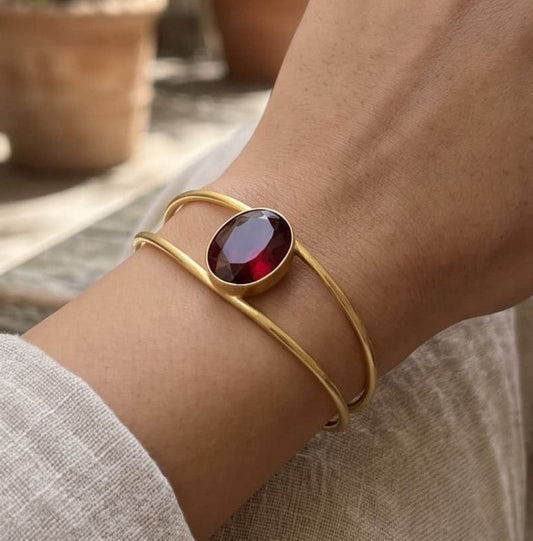 Ruby Red Gold Tone Kada