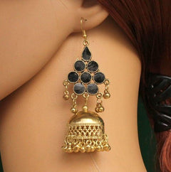 Black Afghani Jhumki Earrings_DLJ210