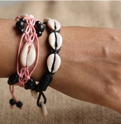 Adjustable Cowrie Shell Braided Bead Bracelets 2 Pcs Combo