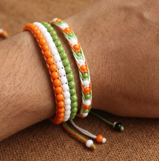 Adjustable Independence/Republic Day Indian Flag Tri-Colour Bracelets 2 Pcs Combo