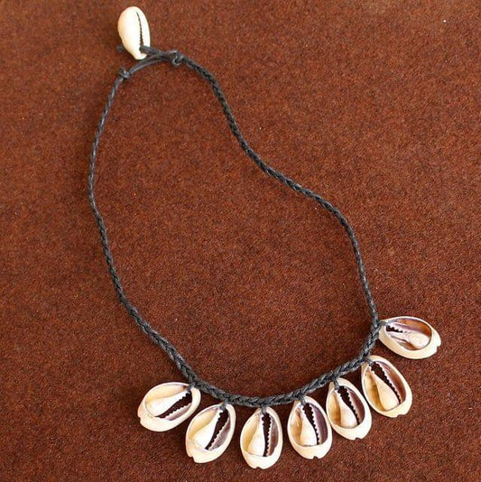 Cotton Cord Shell Cowrie Beads Necklace