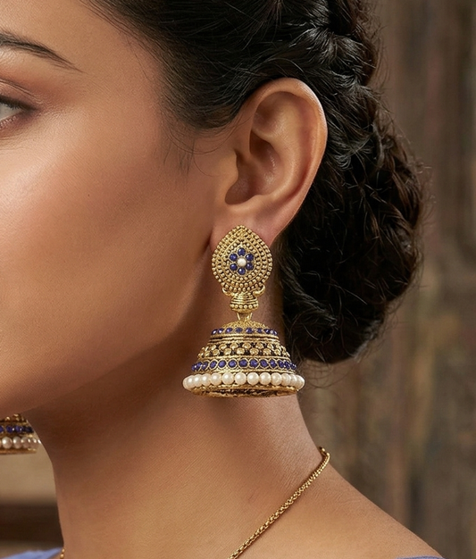 Gold Plated Alloy Pearl Setting Jhumki