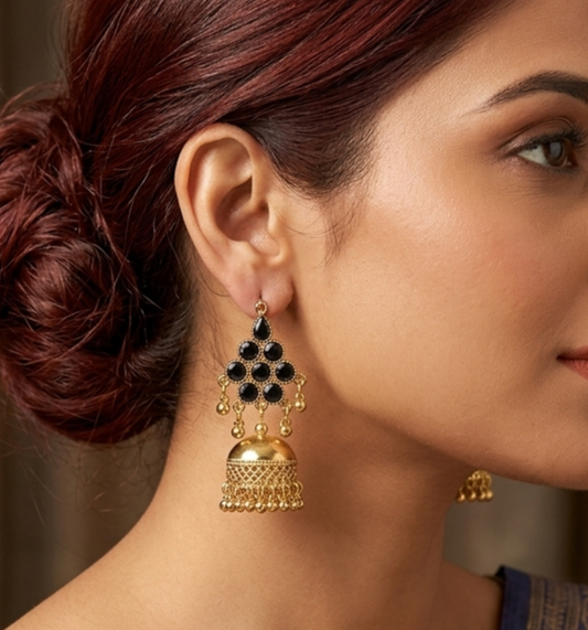 Black Afghani Jhumki Earrings