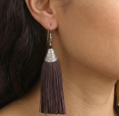 Long Tassel Earrings Brown