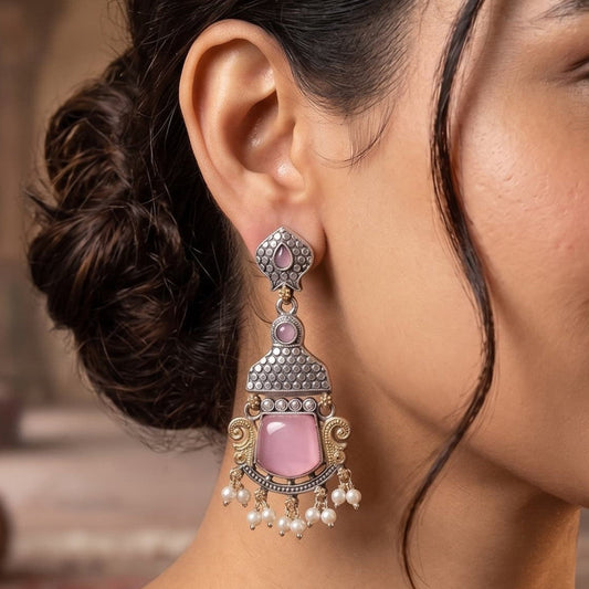 Royal Heritage Dual Tone Oxidised Earrings