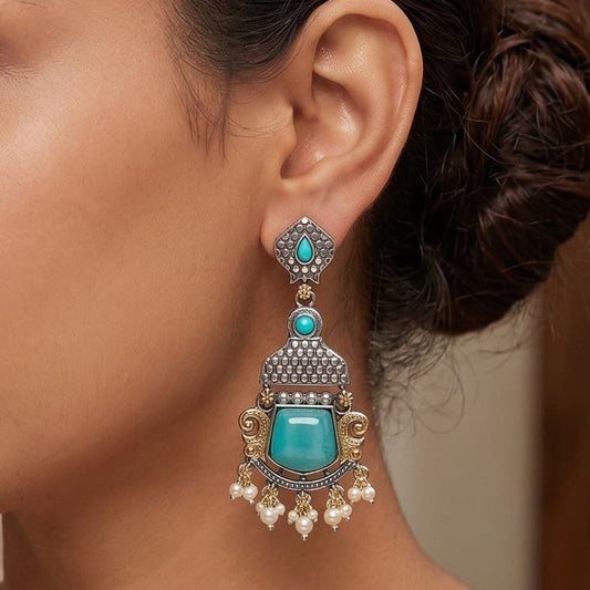 Royal Heritage Dual Tone Oxidised Earrings
