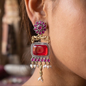 Royal Flora Dual Tone Oxidised Earrings