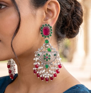 Traditional Grace Dual Tone Oxidised Earrings