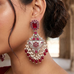 Traditional Grace Dual Tone Oxidised Earrings