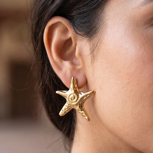 Starfish Glow Stainless Steel Stud Earrings