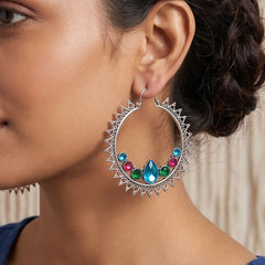 Royal Hoop Gemstone Earrings