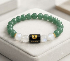 Gemini Green Aventurine & White Stone Zodiac Bracelet