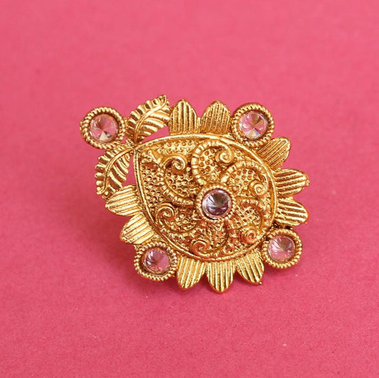Golden Adjustable Kundan Finger Rings_BNFRJF110