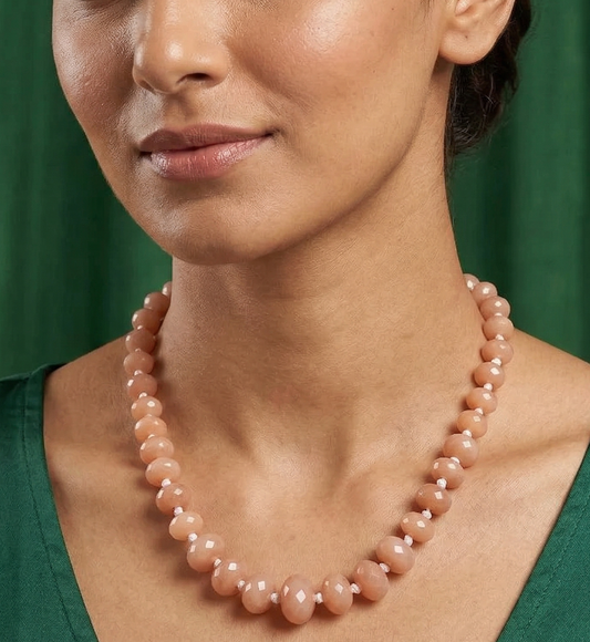 Graduated Rondelle Faceted  Crystal Glass Necklace
