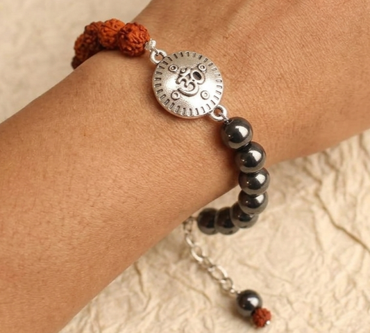 Om Rudraksha Mens Bracelet