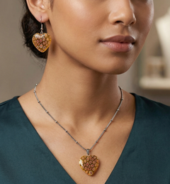 Milifiori Yellow Heart Pendant Set