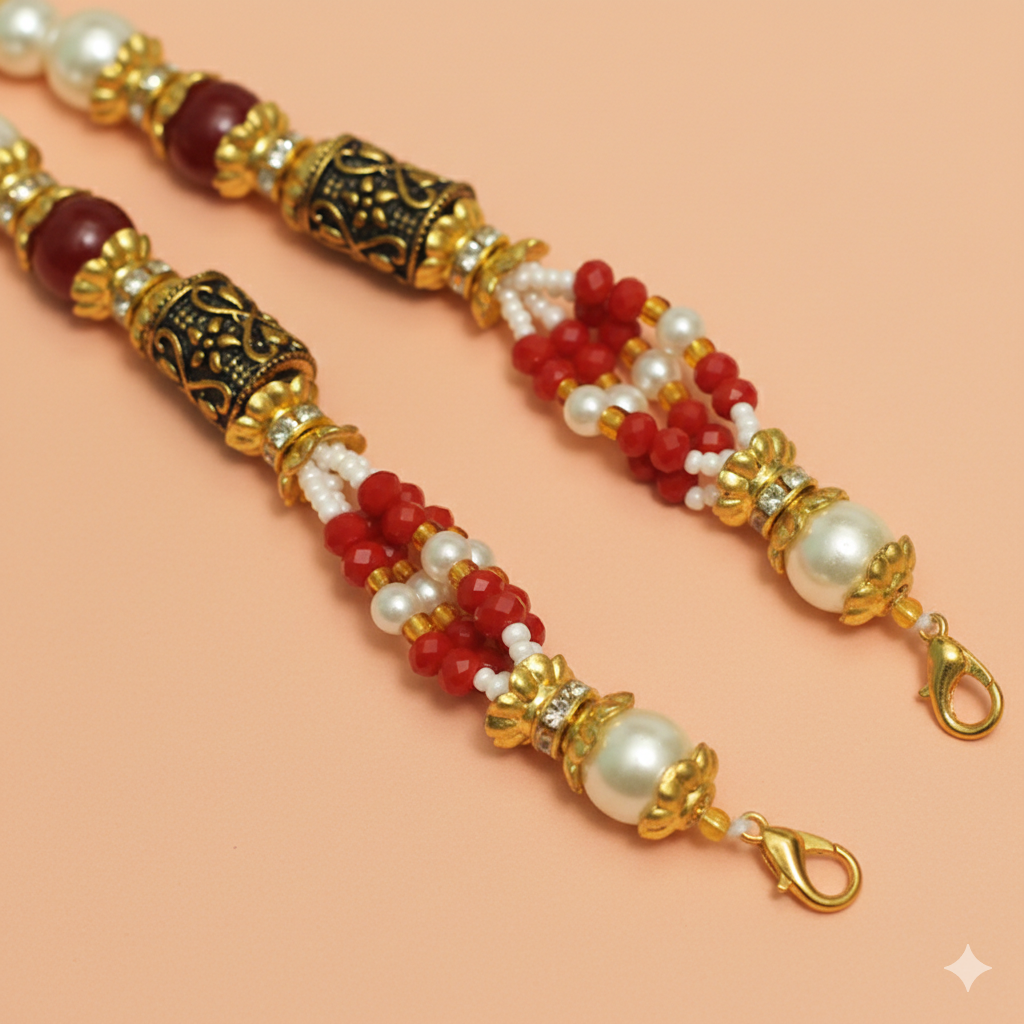 Designer German Silver Beaded Necklace Dori