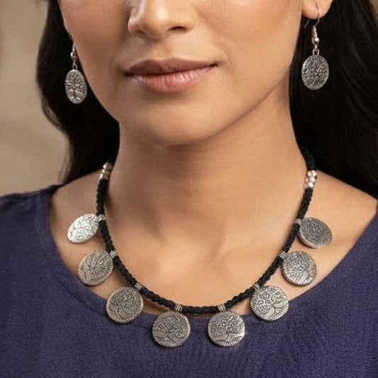 German Silver Tree of Life Necklace & Earrings