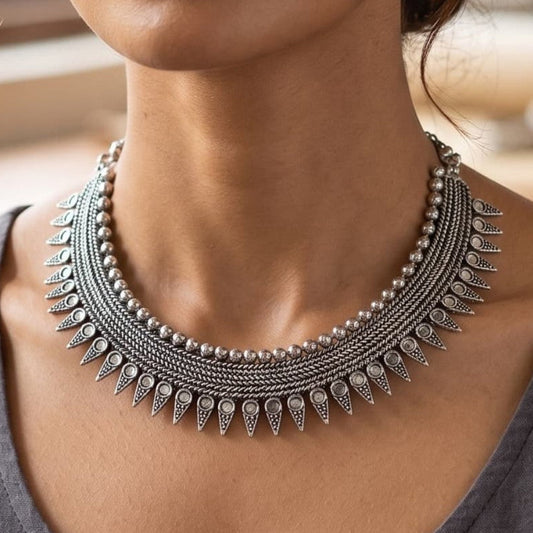 German Silver Layered Triangle Necklace