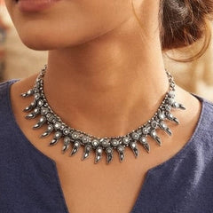 German Silver Leaf Petal Necklace