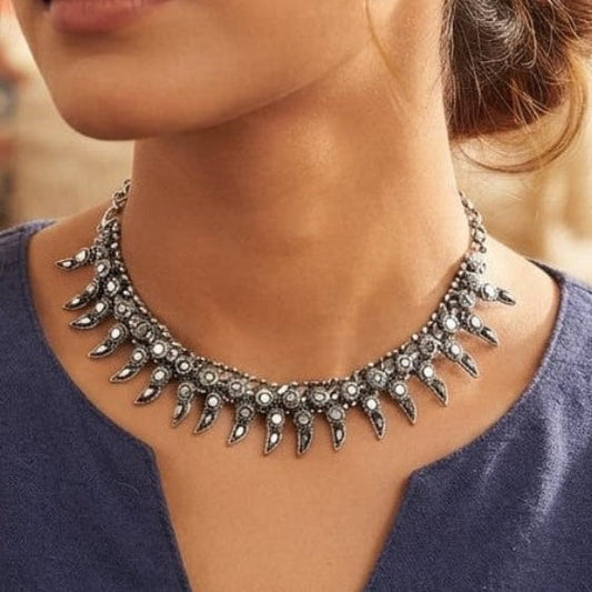 German Silver Leaf Petal Necklace
