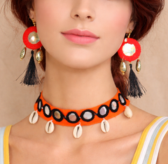 Multicolor Choker and Earrings Set
