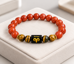 Aries Red Jasper & Tiger Eye Zodiac Bracelet