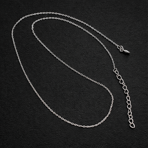 50 Cm Rhodium Plated Sterling Silver Chain