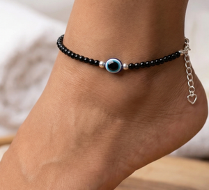 1 Pair Evil Eye Black Beaded Anklet