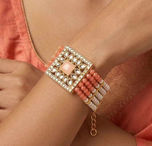 Kundan Work Acrylic Crystal Beads Bracelet