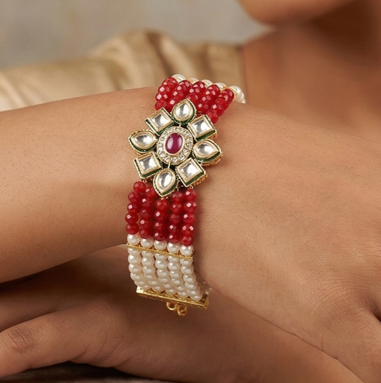 Kundan Work Acrylic Crystal Beads Bracelet
