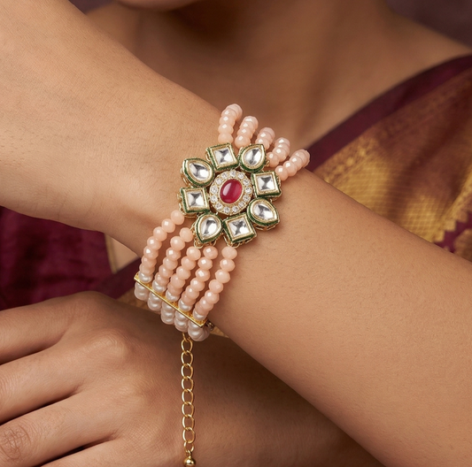 Kundan Work Acrylic Crystal Beads Bracelet