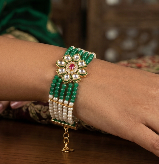Kundan Work Acrylic Crystal Beads Bracelet