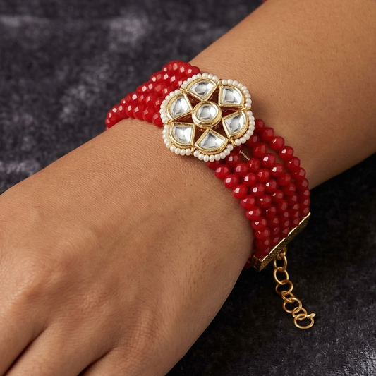 Kundan Work Acrylic Crystal Beads Bracelet