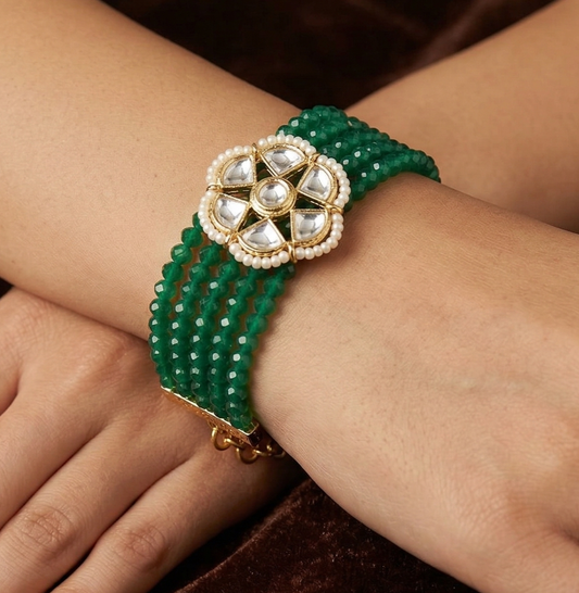Kundan Work Acrylic Crystal Beads Bracelet
