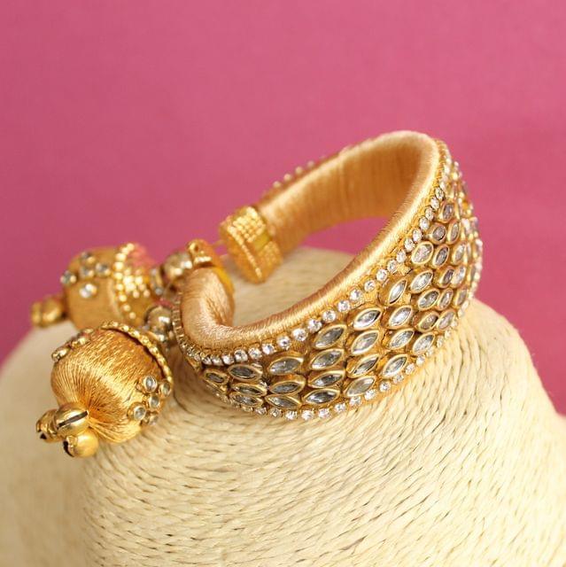 Silk Thread Mani Kundan Bracelet
