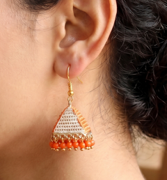 Meenakari Jhumka Earrings White