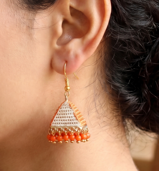 Meenakari Jhumka Earrings White