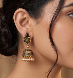 Meenakari Jhumka Earrings White