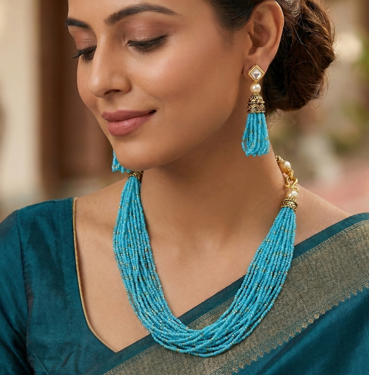 Glass Seed Beads Beaded Multilayer Necklace Set