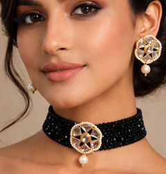 Glass Crystal Beaded Kundan Choker Set