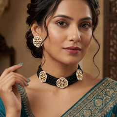 Seed Beads Beaded Kundan Choker Set