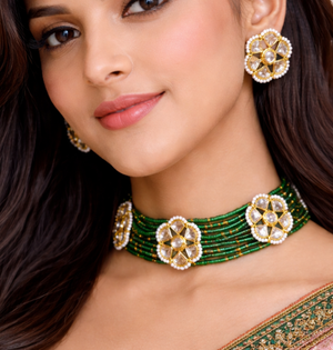 Seed Beads Beaded Kundan Choker Set