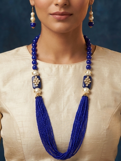Glass Kundan Beaded Long Necklace For Girls