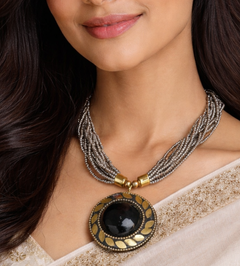 Seed Beads Necklace With Tibetan Pendant